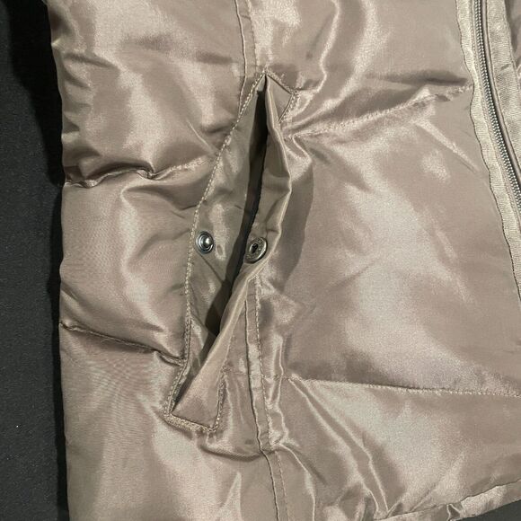 ~~ Lands End Down/Feathers Puffer Vest Sm Womens Zip Up Dark Brown Snap Pockets~ - Picture 14 of 16